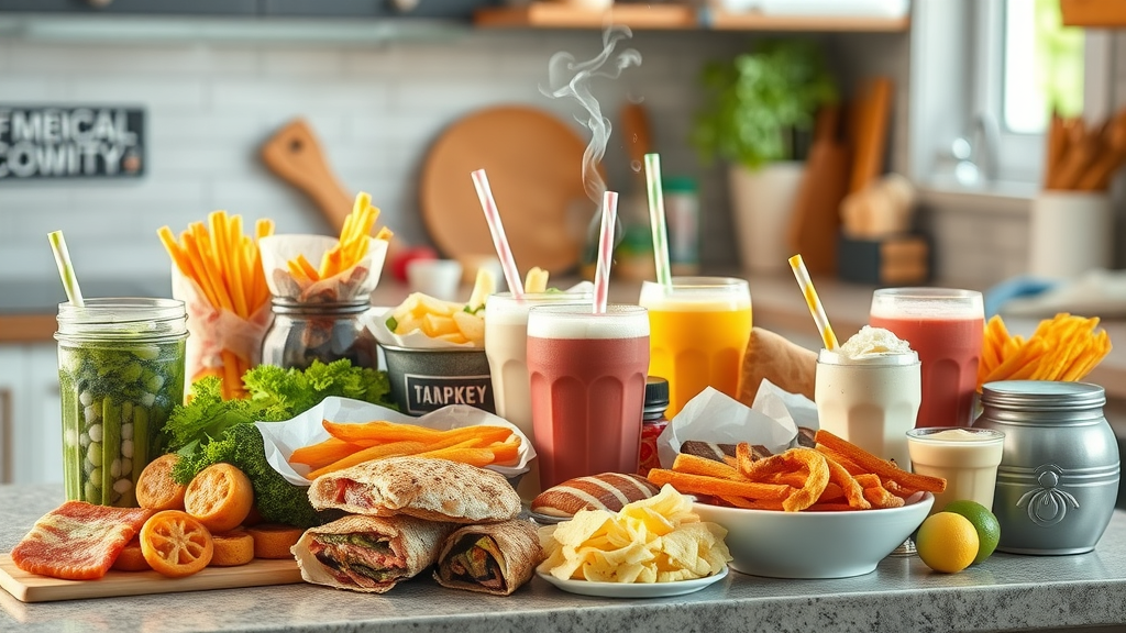 food beverage ph balancing variety of vibrant foods and beverages neatly arranged