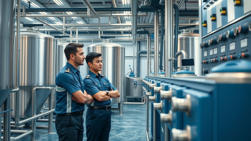 interior of advanced water treatment plant anaheim with filtration and reverse osmosis water treatment equipment