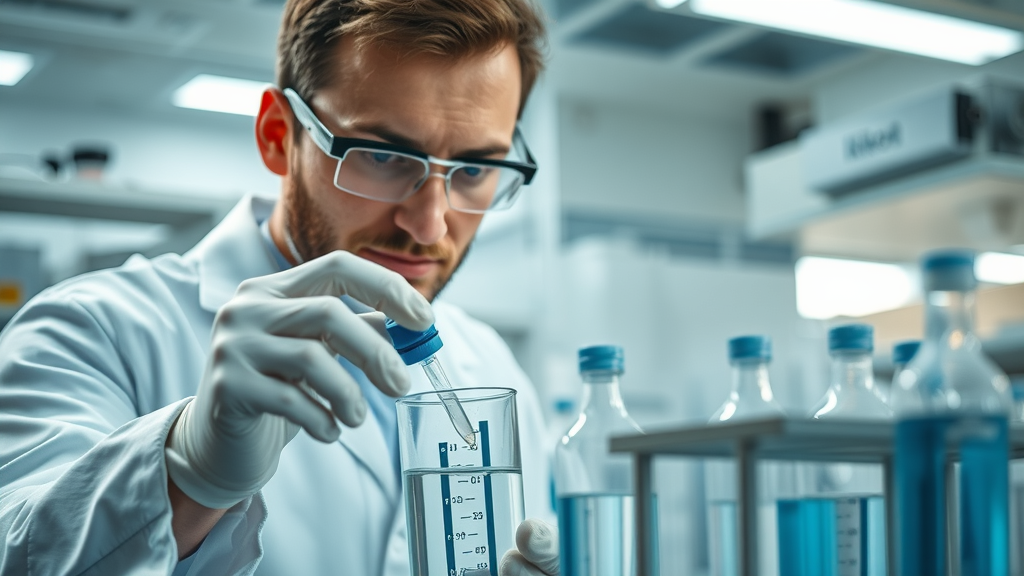 laboratory technician conducting precise water pH test under California