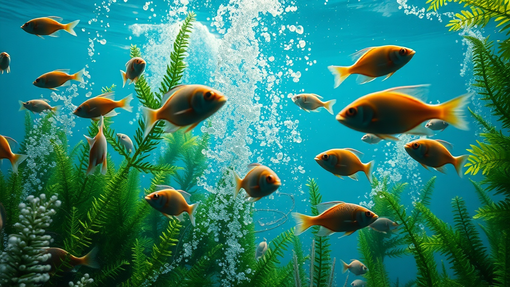 Vibrant aquatic ecosystem experiencing ph stress due to industrial wastewater neutralization process