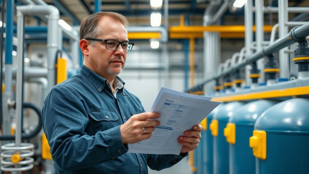 treatment system assessment san dimas industrial manager reviewing equipment