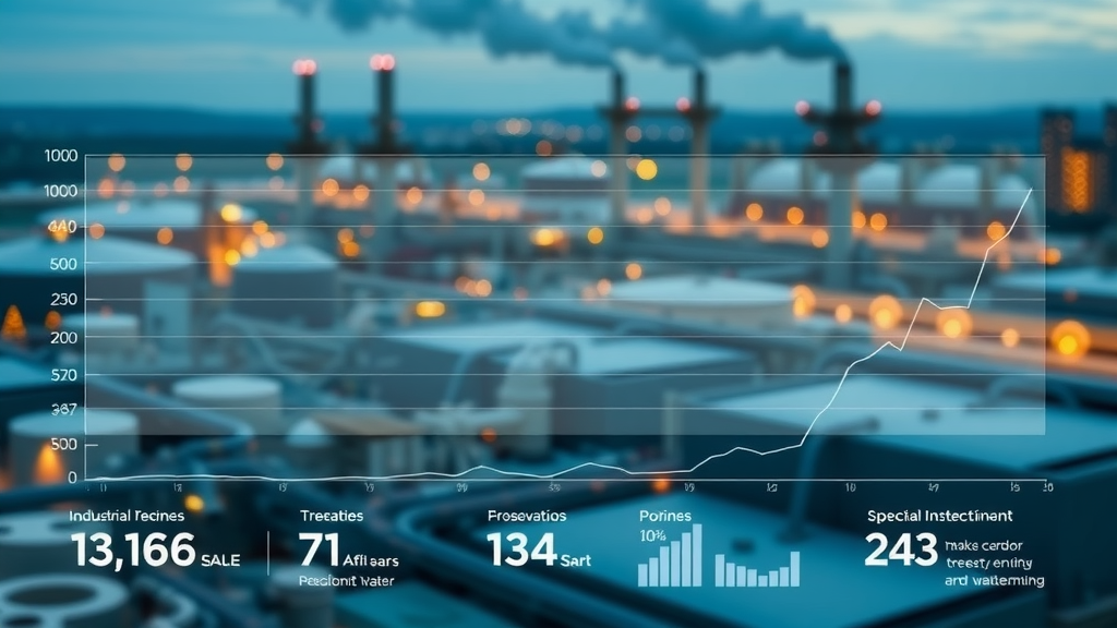 Infographic showing industrial wastewater generation and treatment statistics reflecting current industrial wastewater treatment trends