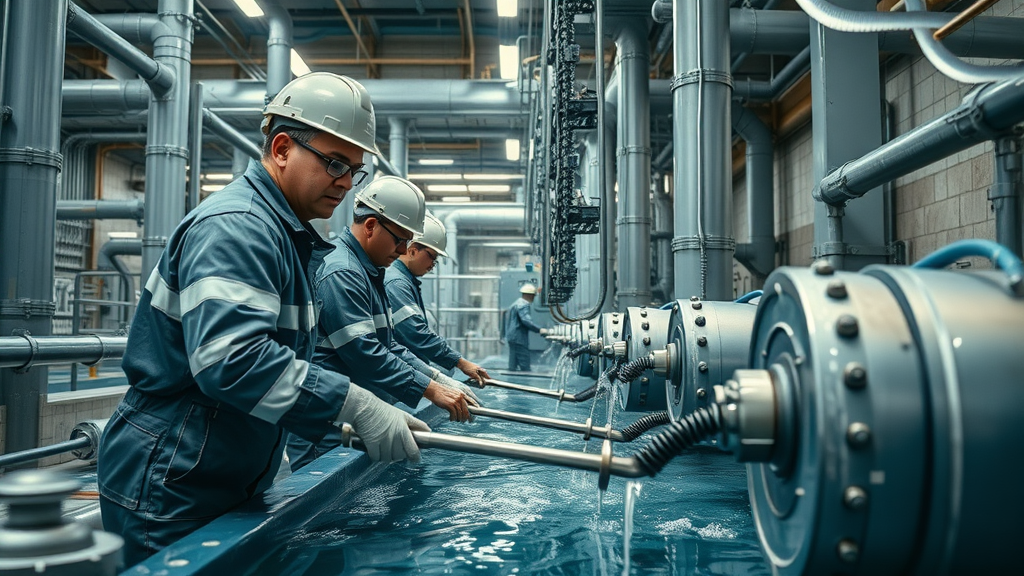 Industrial maintenance team performing deep tank cleaning, a common challenge in industrial wastewater treatment compliance