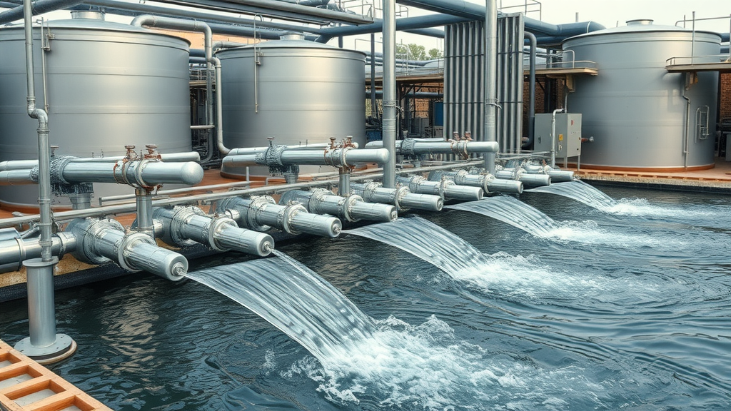 Industrial wastewater treatment plant showcasing modern equipment and processes for compliance