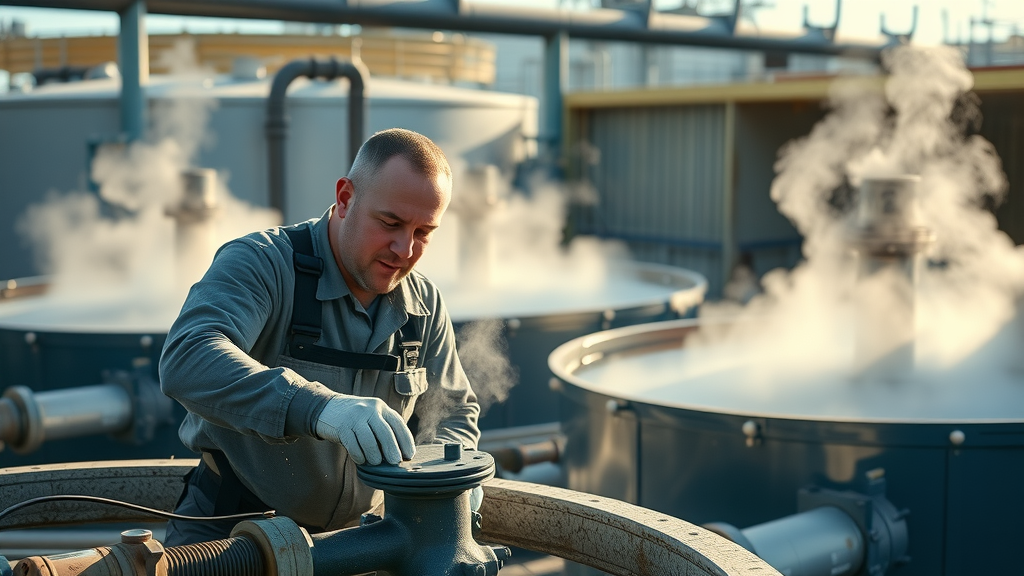 Technicians performing maintenance on wastewater tanks to address sulfide release issues