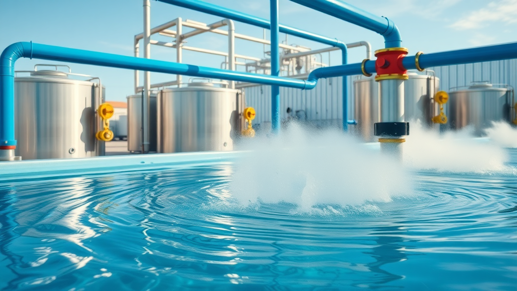 Automated chemical dosing system operating at a modern industrial wastewater treatment plant with stainless steel tanks