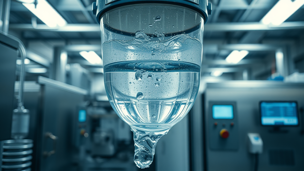 detailed water purification system with particles being trapped through multi-layered industrial filter