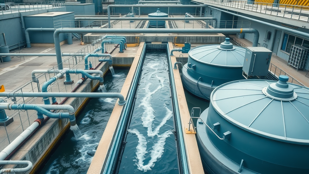 Modern industrial wastewater treatment plant monitoring compliance from above