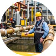 Industrial wastewater plant manager overseeing operations and safety.
